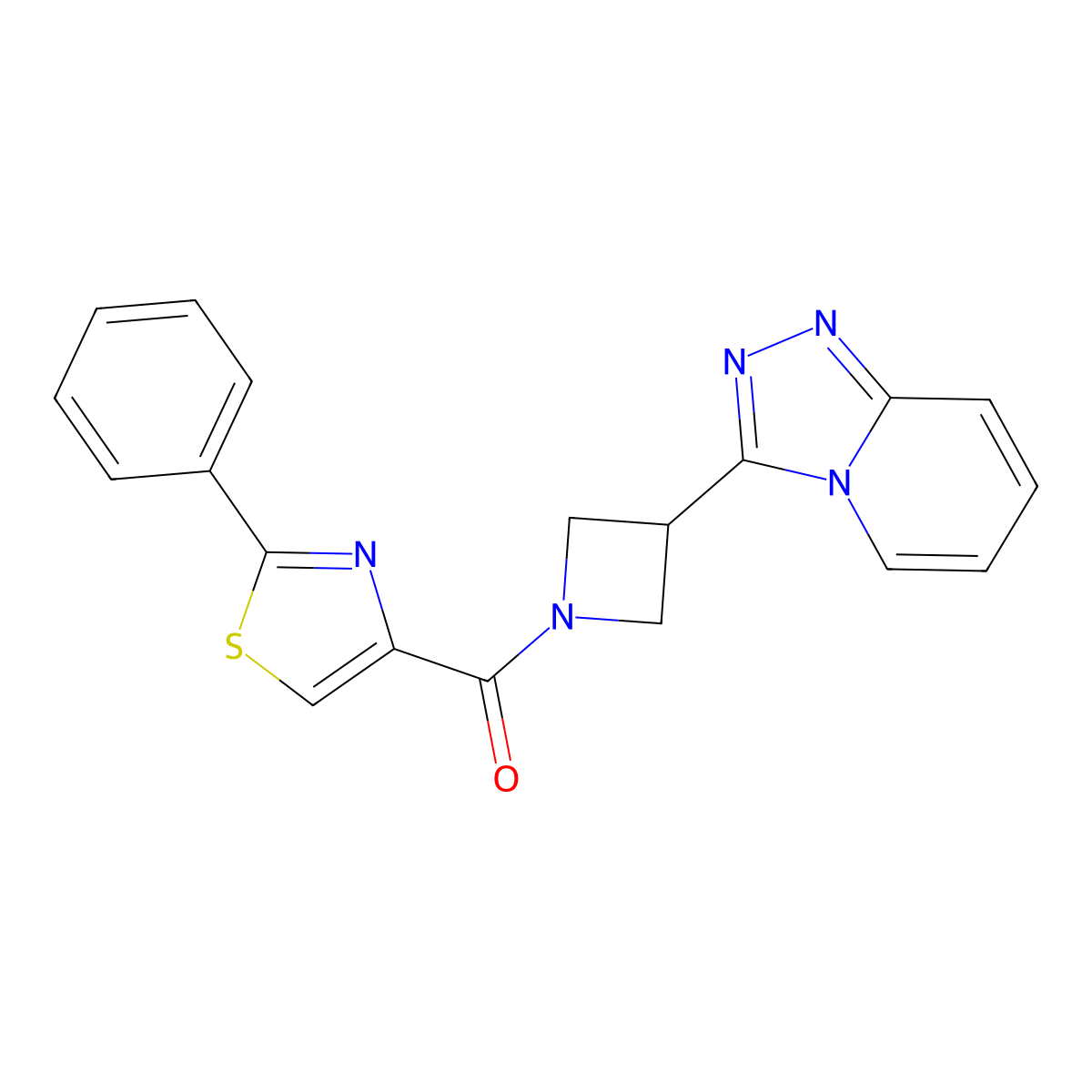 2-Phenyl-4-(3-{[1,2,4]triazolo[4,3-a]pyridin-3-yl}azetidine-1-carbonyl)-1,3-thiazole molecular structure, CAS 2770586-14-4