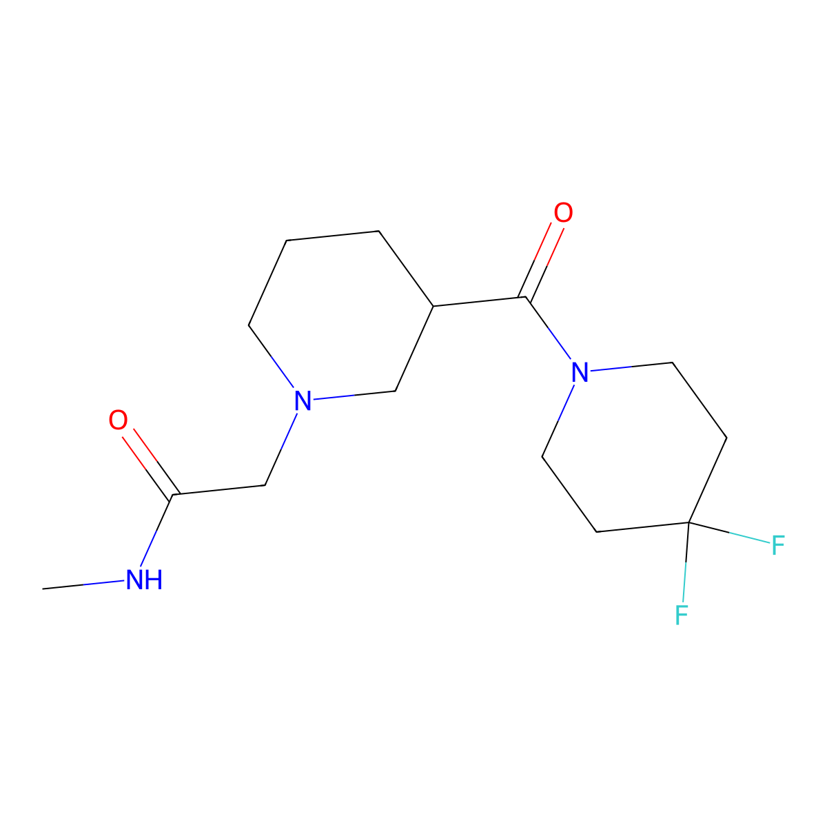 2-[3-(4,4-difluoropiperidine-1-carbonyl)piperidin-1-yl]-N-methylacetamide molecular structure, CAS 2770586-16-6