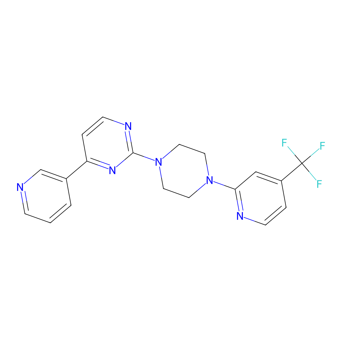 4-(Pyridin-3-yl)-2-{4-[4-(trifluoromethyl)pyridin-2-yl]piperazin-1-yl}pyrimidine molecular structure, CAS 2770586-19-9