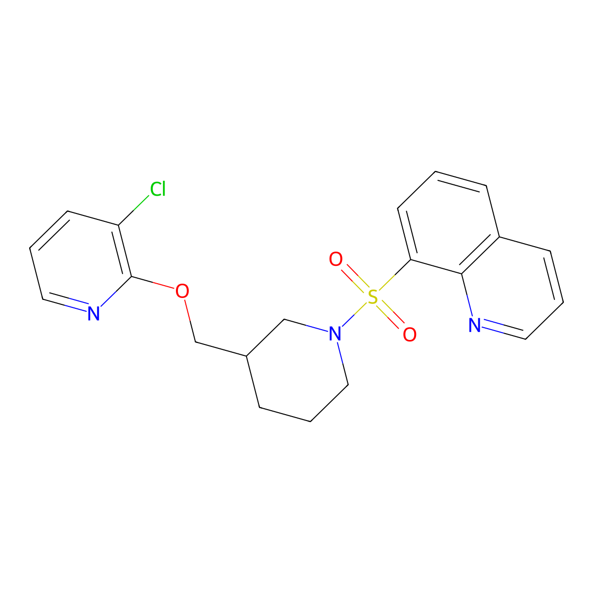 8-[(3-{[(3-Chloropyridin-2-yl)oxy]methyl}piperidin-1-yl)sulfonyl]quinoline molecular structure, CAS 2770586-20-2