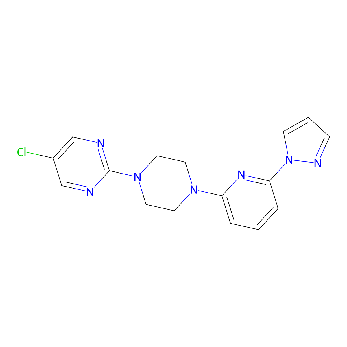 5-chloro-2-{4-[6-(1H-pyrazol-1-yl)pyridin-2-yl]piperazin-1-yl}pyrimidine molecular structure, CAS 2770586-26-8