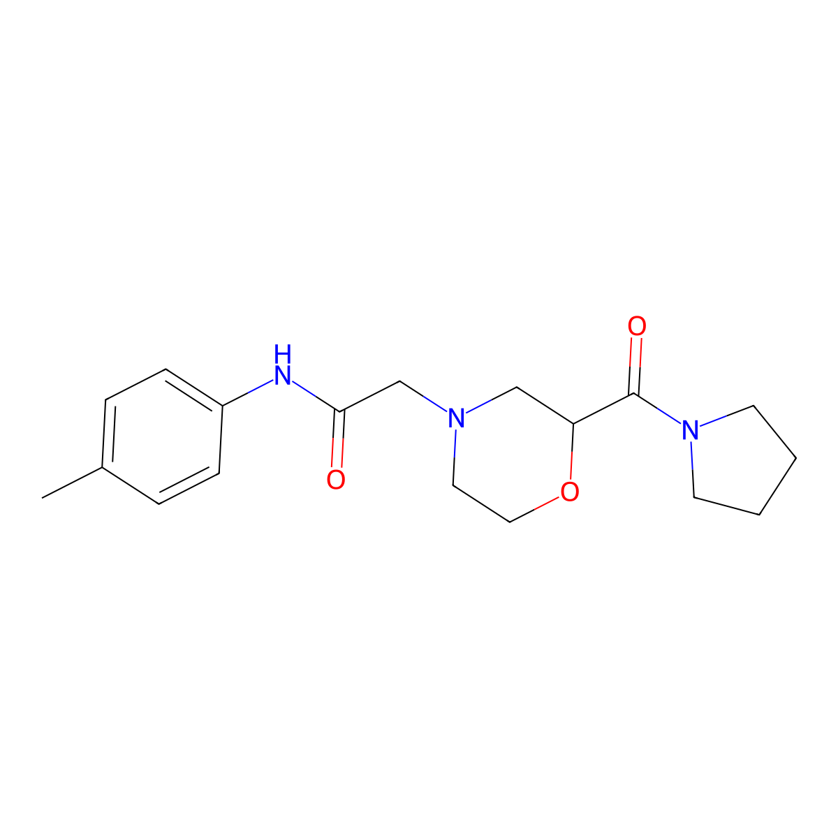 N-(4-methylphenyl)-2-[2-(pyrrolidine-1-carbonyl)morpholin-4-yl]acetamide molecular structure, CAS 2770586-30-4