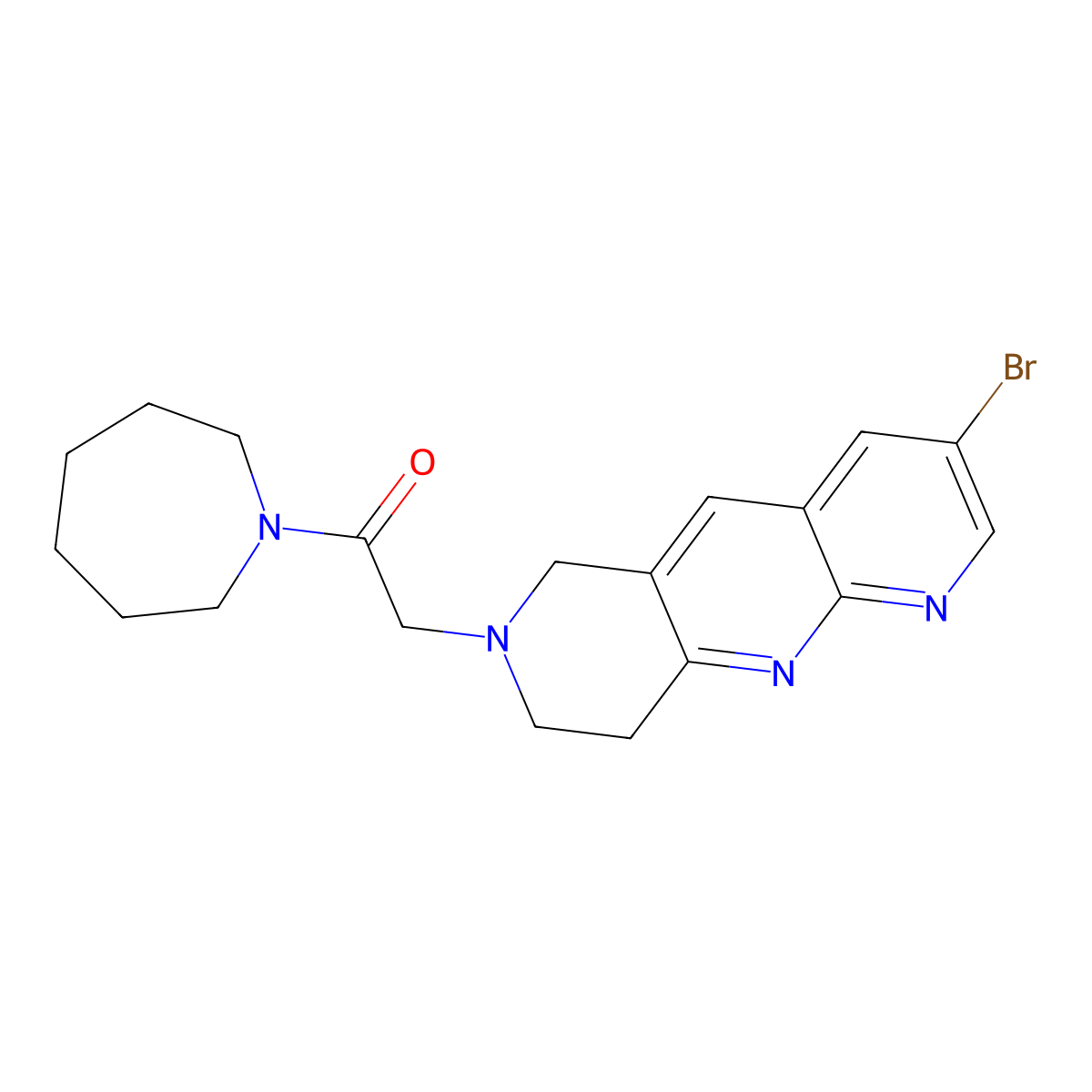1-(azepan-1-yl)-2-{3-bromo-6H,7H,8H,9H-pyrido[2,3-b]1,6-naphthyridin-7-yl}ethan-1-one molecular structure, CAS 2770586-33-7