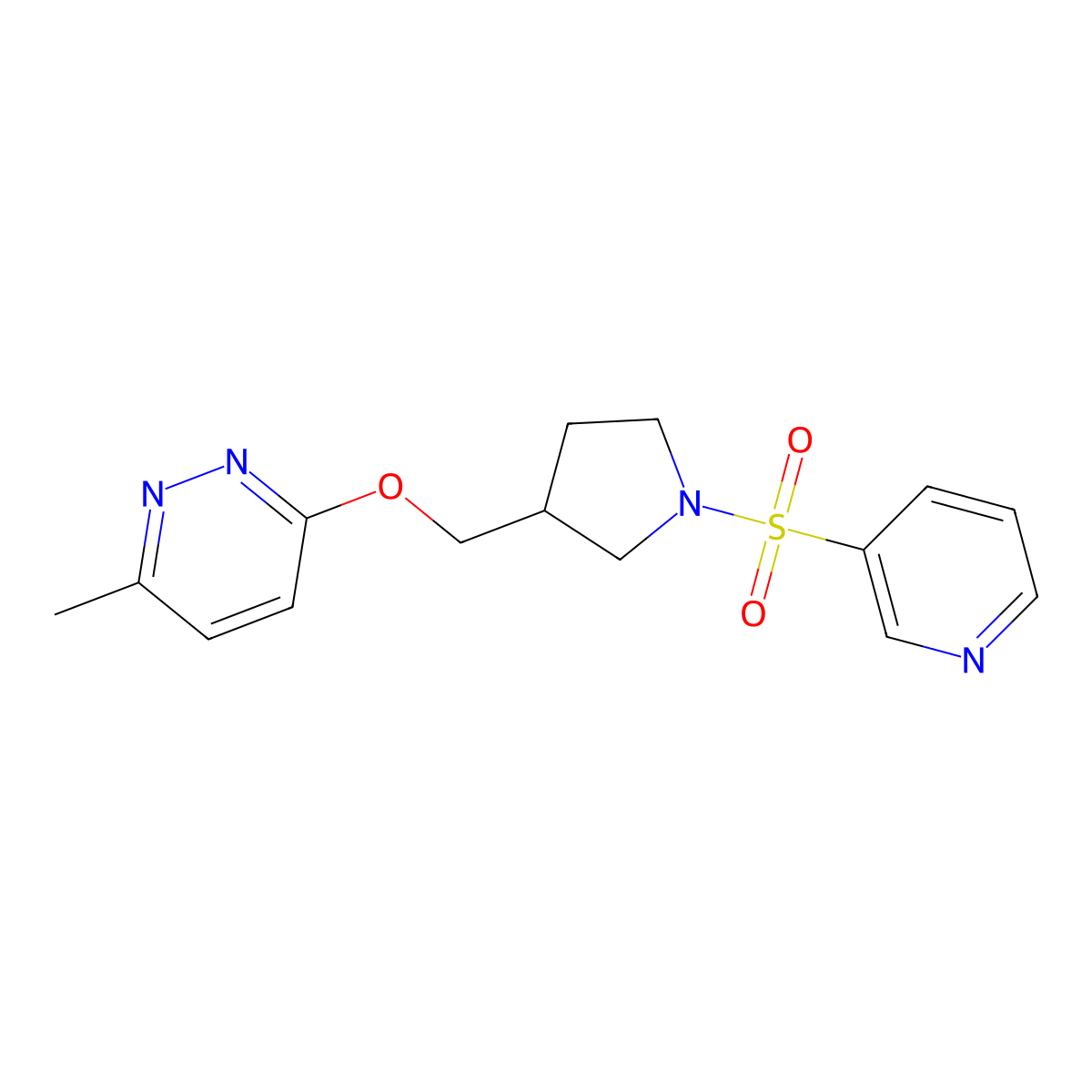 3-Methyl-6-{[1-(pyridine-3-sulfonyl)pyrrolidin-3-yl]methoxy}pyridazine molecular structure, CAS 2770586-35-9