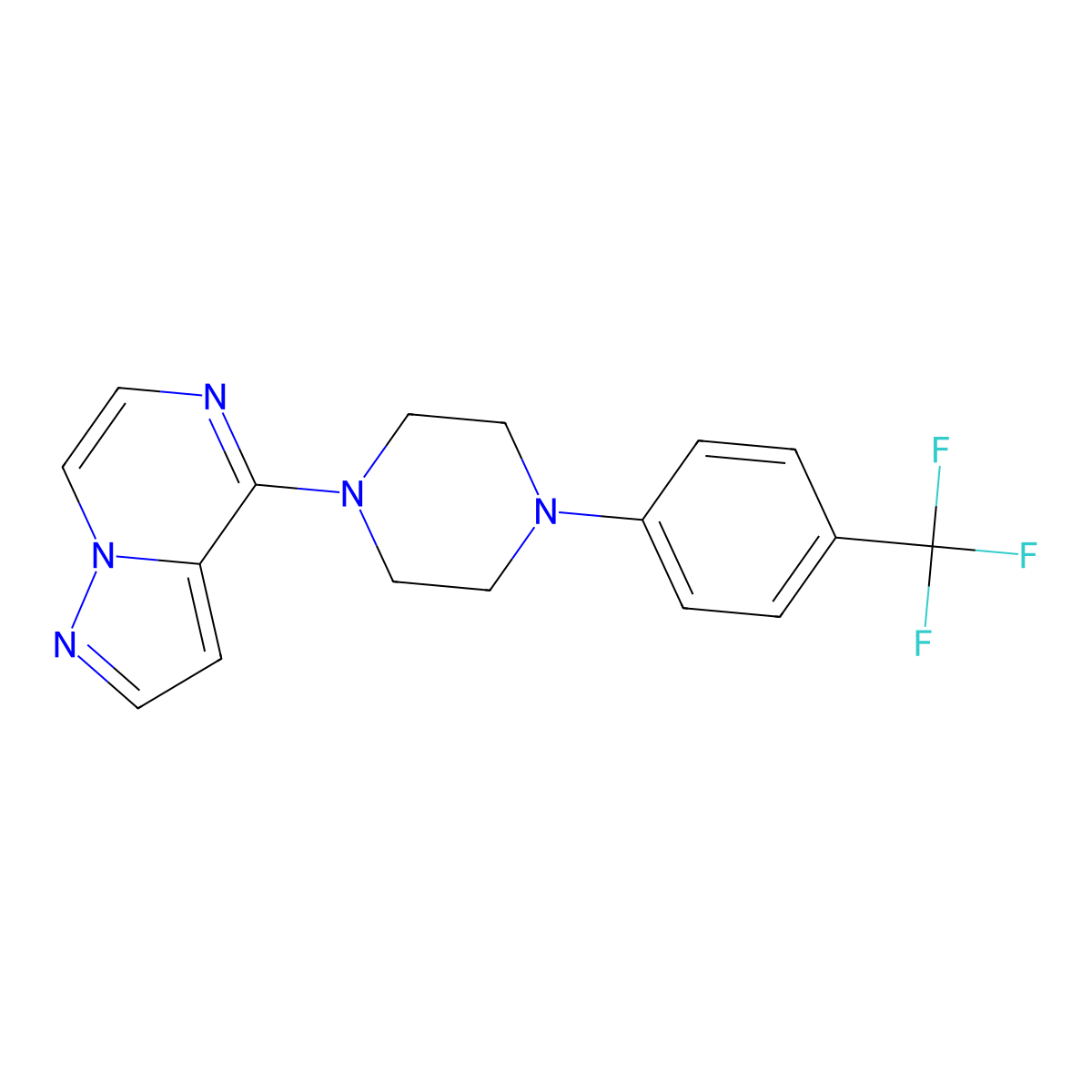 1-{Pyrazolo[1,5-a]pyrazin-4-yl}-4-[4-(trifluoromethyl)phenyl]piperazine molecular structure, CAS 2770586-39-3