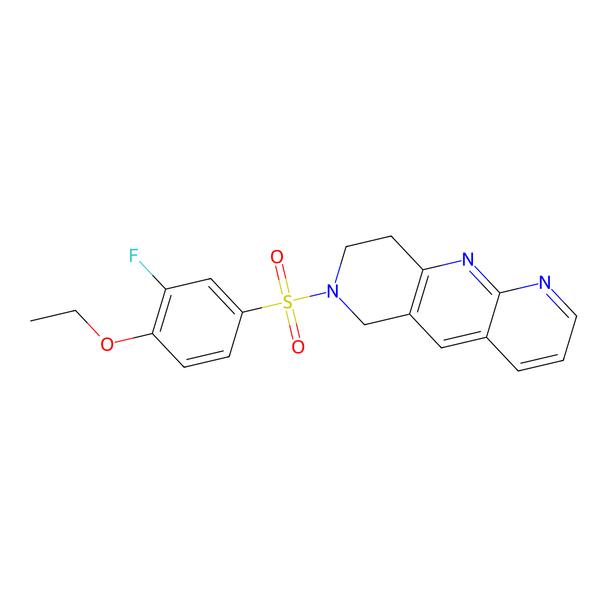 7-(4-ethoxy-3-fluorobenzenesulfonyl)-6H,7H,8H,9H-pyrido[2,3-b]1,6-naphthyridine molecular structure, CAS 2770586-40-6