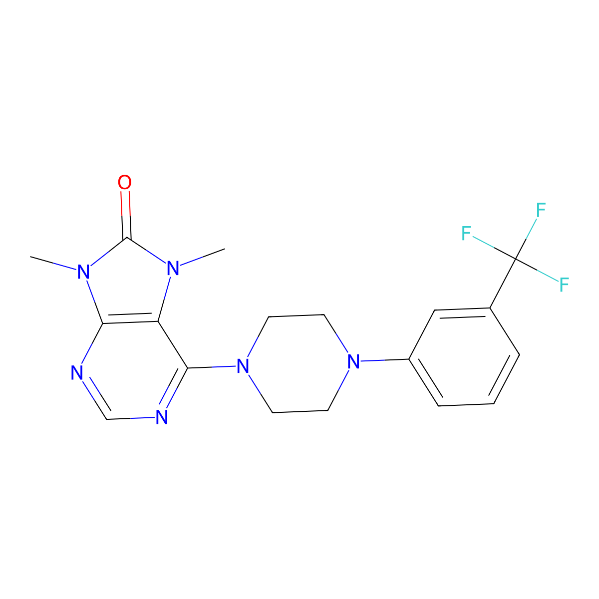 7,9-dimethyl-6-{4-[3-(trifluoromethyl)phenyl]piperazin-1-yl}-8,9-dihydro-7H-purin-8-one molecular structure, CAS 2770586-41-7