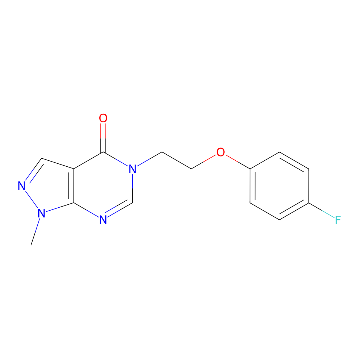 5-[2-(4-fluorophenoxy)ethyl]-1-methyl-1H,4H,5H-pyrazolo[3,4-d]pyrimidin-4-one molecular structure, CAS 2770586-47-3