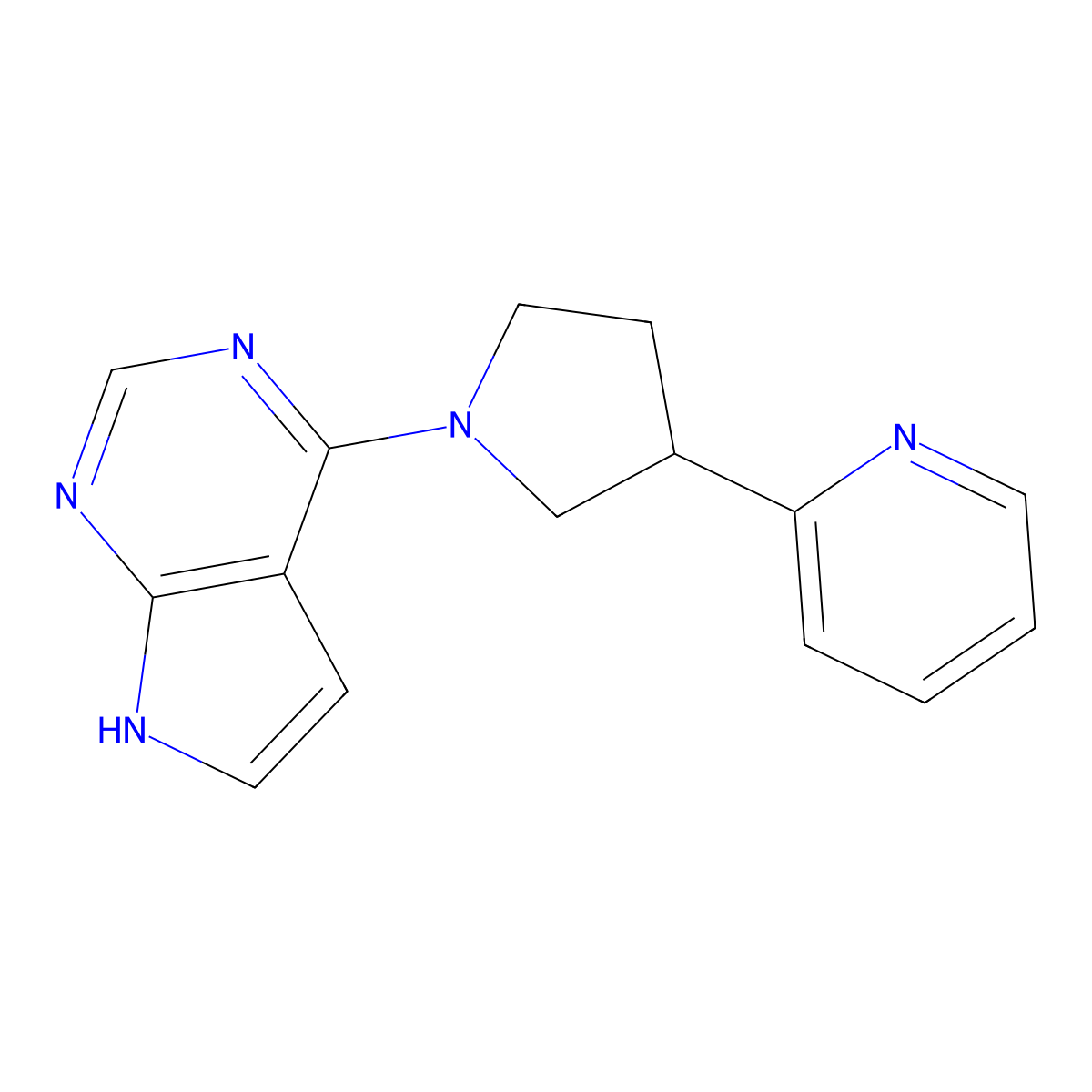2-(1-{7H-pyrrolo[2,3-d]pyrimidin-4-yl}pyrrolidin-3-yl)pyridine molecular structure, CAS 2770586-53-1