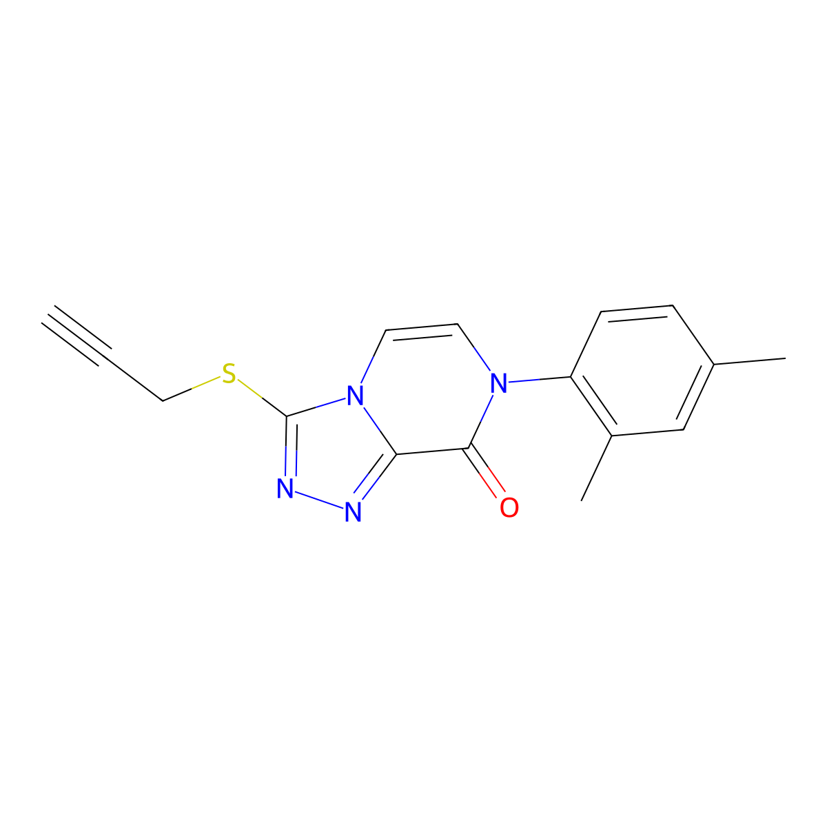 7-(2,4-dimethylphenyl)-3-(prop-2-yn-1-ylsulfanyl)-7H,8H-[1,2,4]triazolo[4,3-a]pyrazin-8-one molecular structure, CAS 2770586-56-4