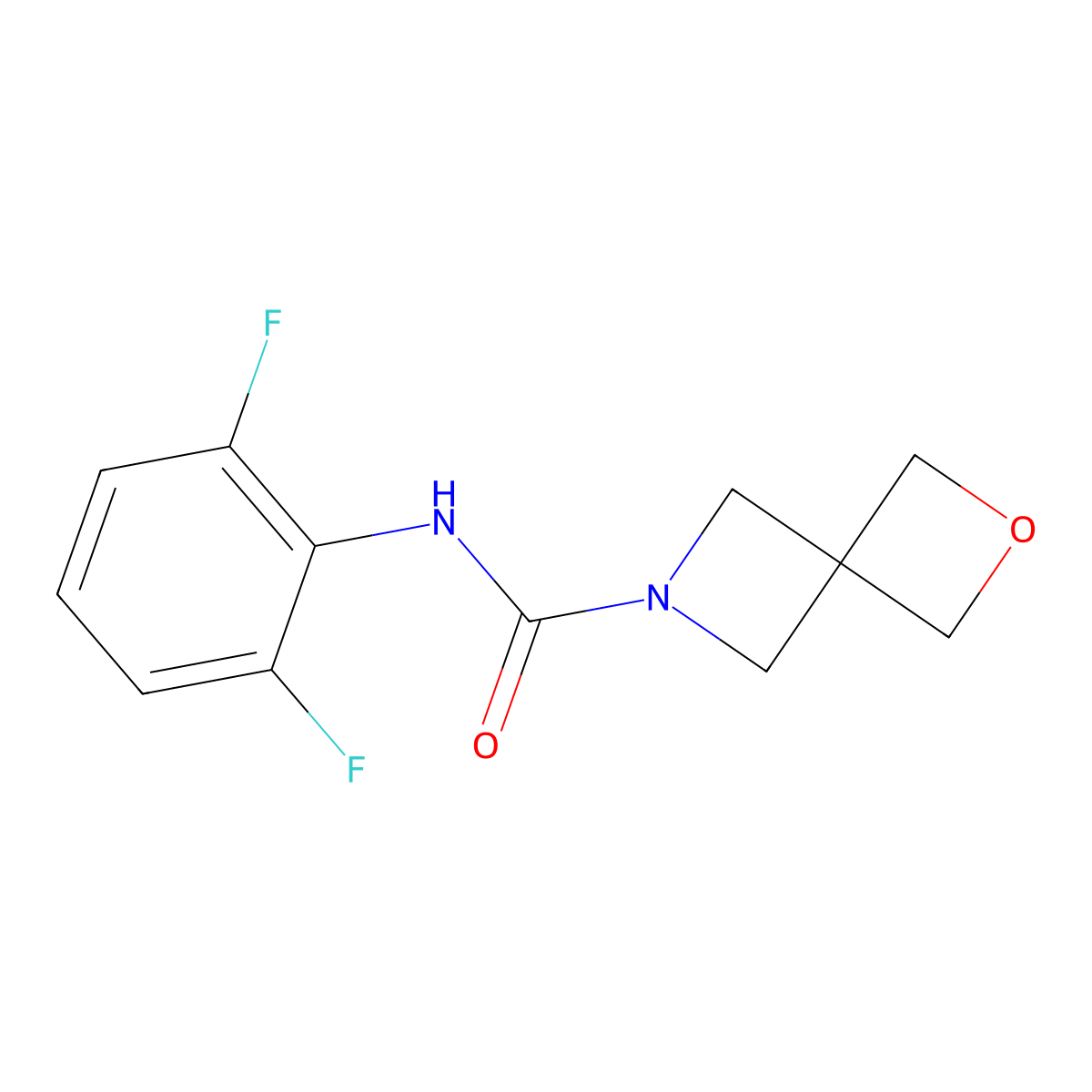 N-(2,6-difluorophenyl)-2-oxa-6-azaspiro[3.3]heptane-6-carboxamide molecular structure, CAS 2770586-58-6