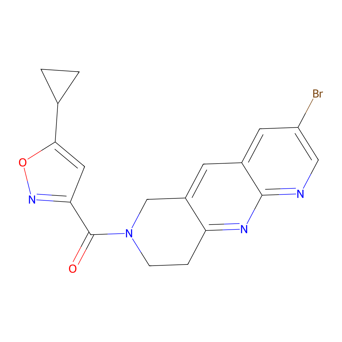 3-{3-bromo-6H,7H,8H,9H-pyrido[2,3-b]1,6-naphthyridine-7-carbonyl}-5-cyclopropyl-1,2-oxazole molecular structure, CAS 2770586-62-2