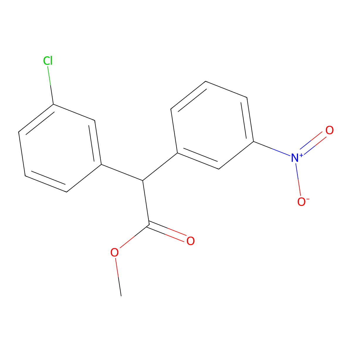 Methyl 2-(3-chlorophenyl)-2-(3-nitrophenyl)acetate molecular structure, CAS 2770586-72-4