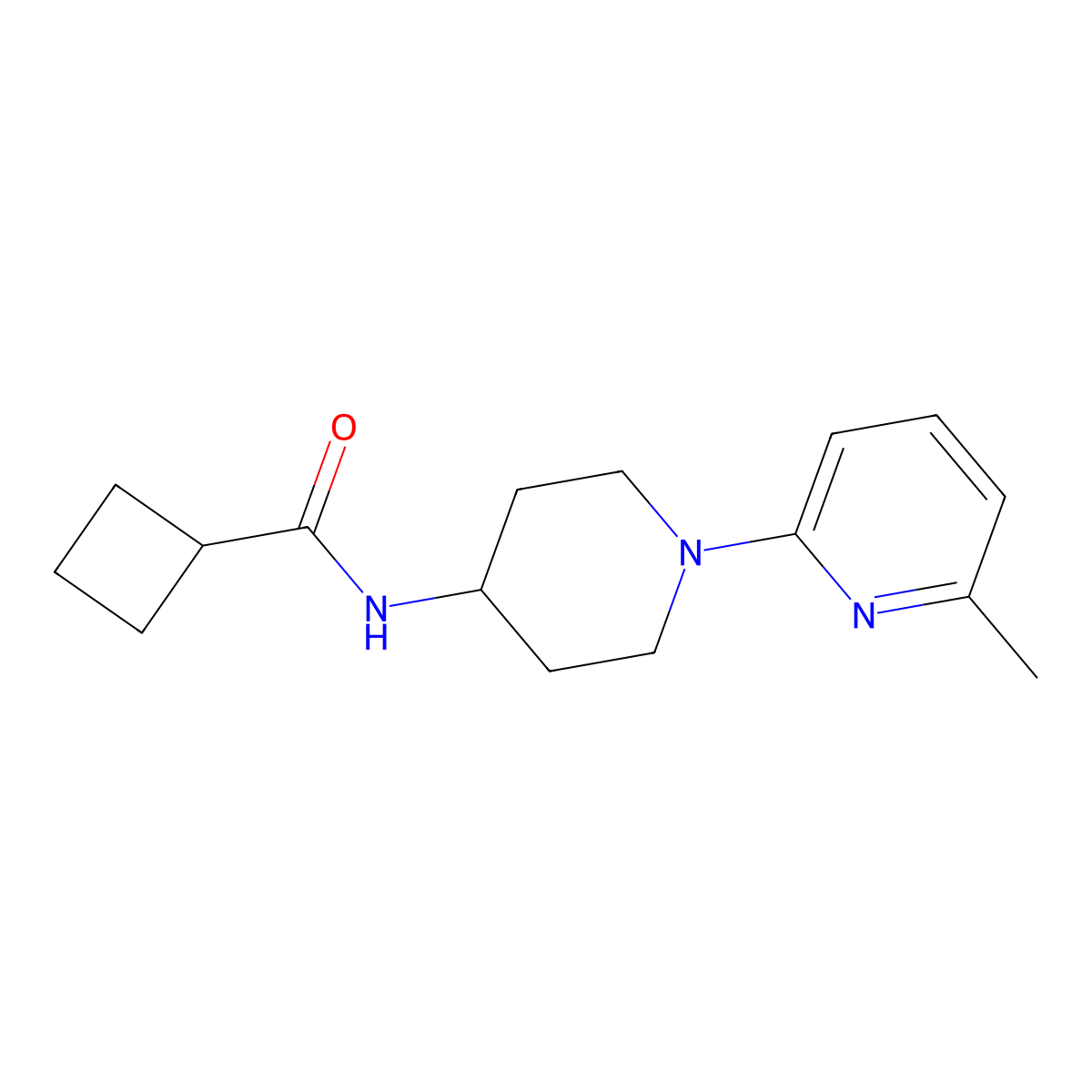 N-[1-(6-methylpyridin-2-yl)piperidin-4-yl]cyclobutanecarboxamide molecular structure, CAS 2770586-74-6