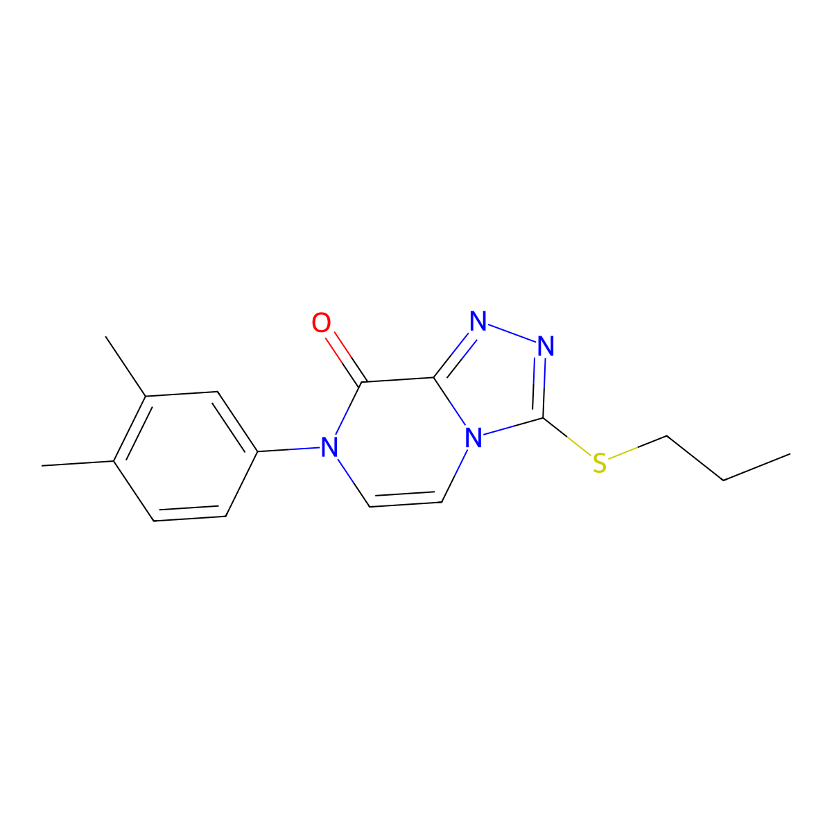 7-(3,4-dimethylphenyl)-3-(propylsulfanyl)-7H,8H-[1,2,4]triazolo[4,3-a]pyrazin-8-one molecular structure, CAS 2770586-75-7