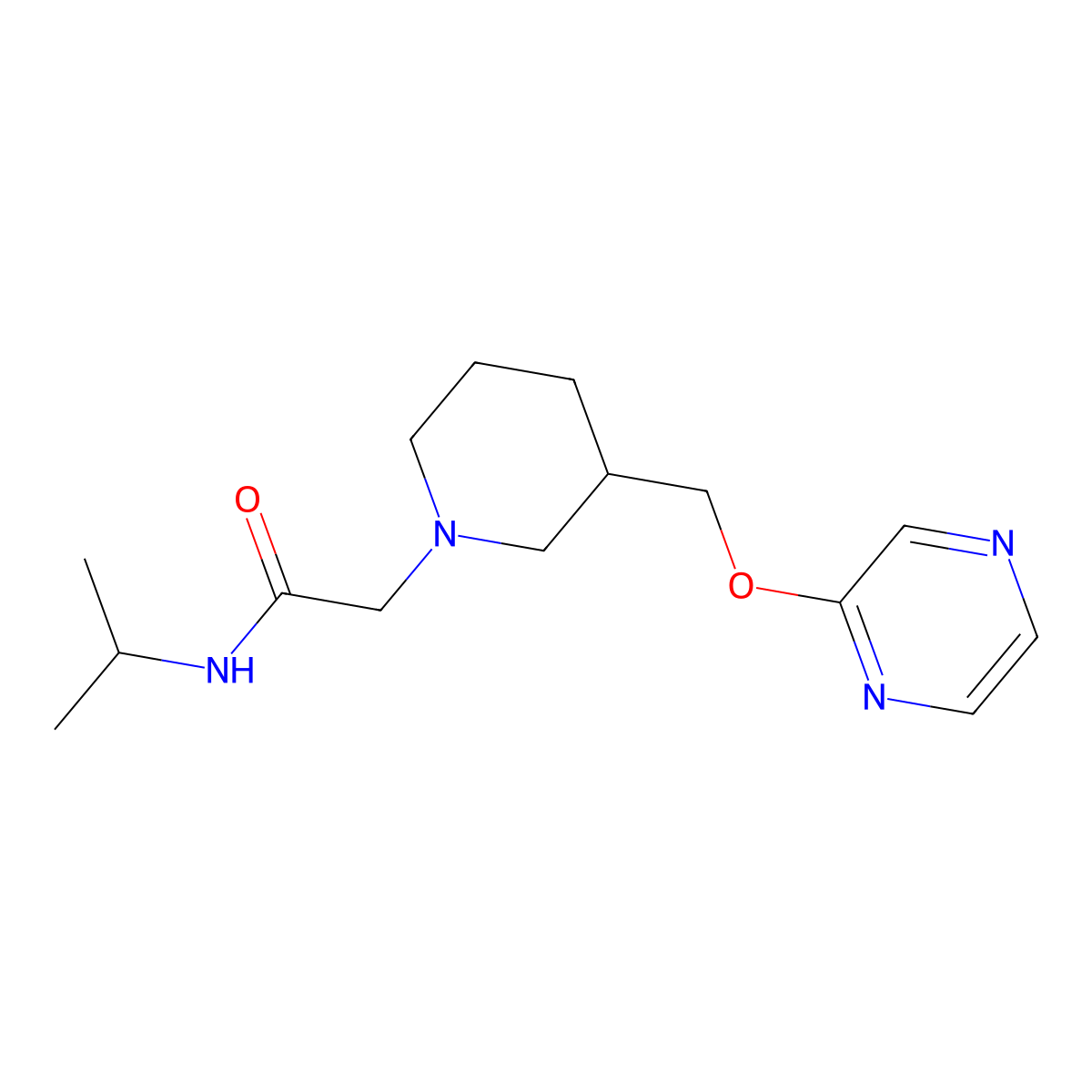 N-(propan-2-yl)-2-{3-[(pyrazin-2-yloxy)methyl]piperidin-1-yl}acetamide molecular structure, CAS 2770586-77-9