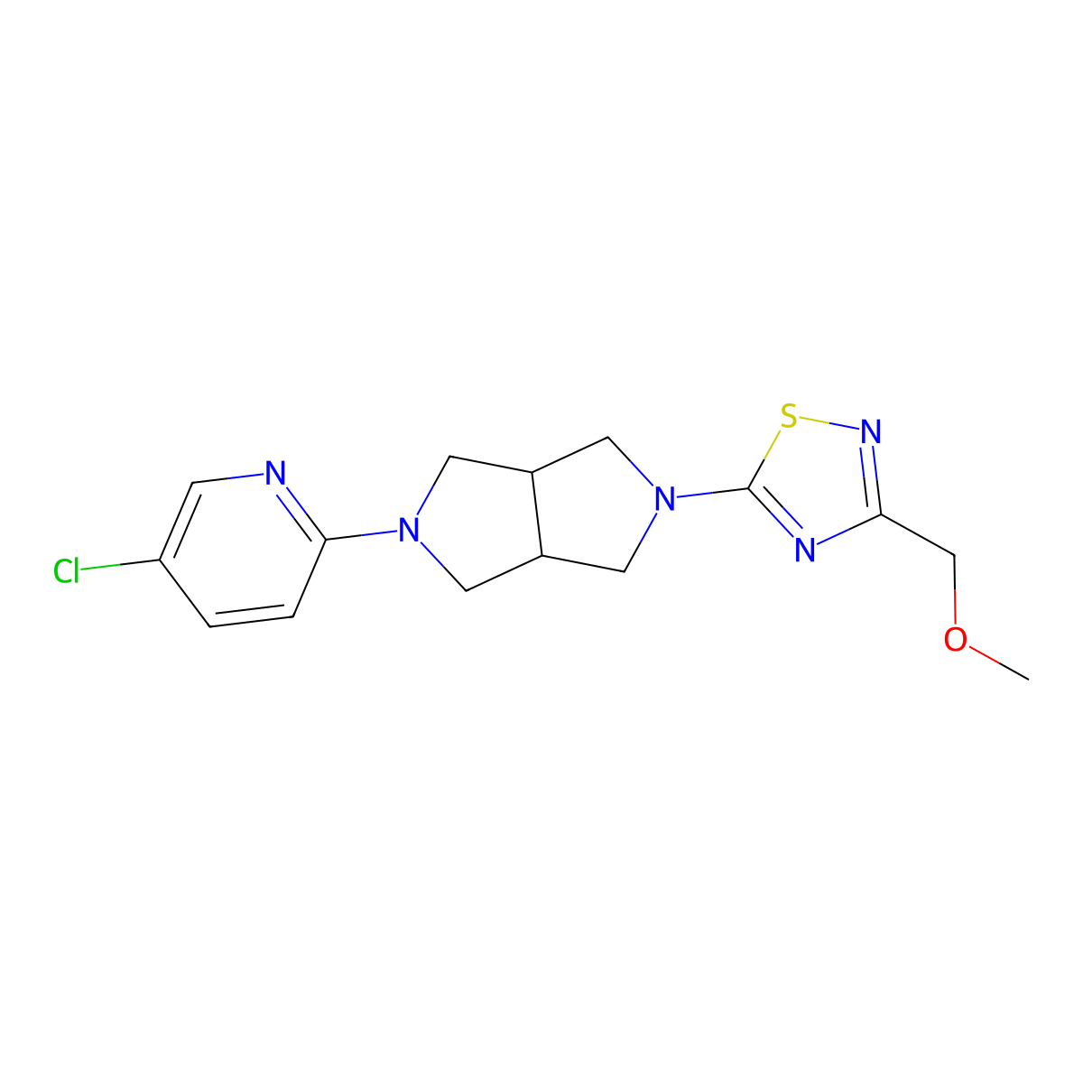 5-Chloro-2-{5-[3-(methoxymethyl)-1,2,4-thiadiazol-5-yl]-octahydropyrrolo[3,4-c]pyrrol-2-yl}pyridine molecular structure, CAS 2770586-78-0