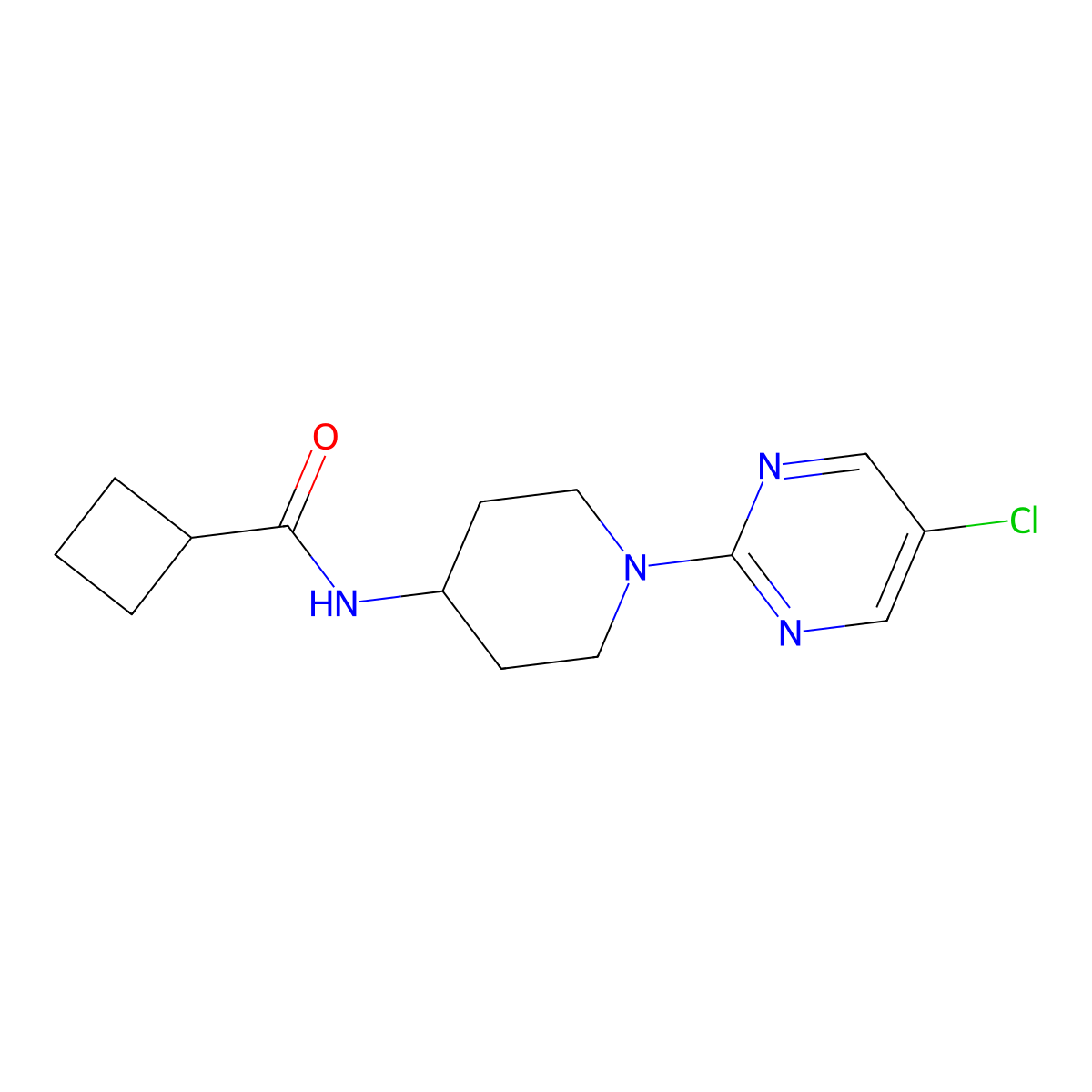 N-[1-(5-chloropyrimidin-2-yl)piperidin-4-yl]cyclobutanecarboxamide molecular structure, CAS 2770586-79-1