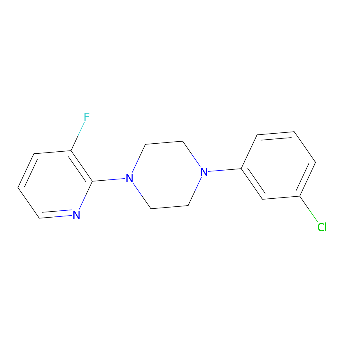 1-(3-Chlorophenyl)-4-(3-fluoropyridin-2-yl)piperazine molecular structure, CAS 2770586-81-5
