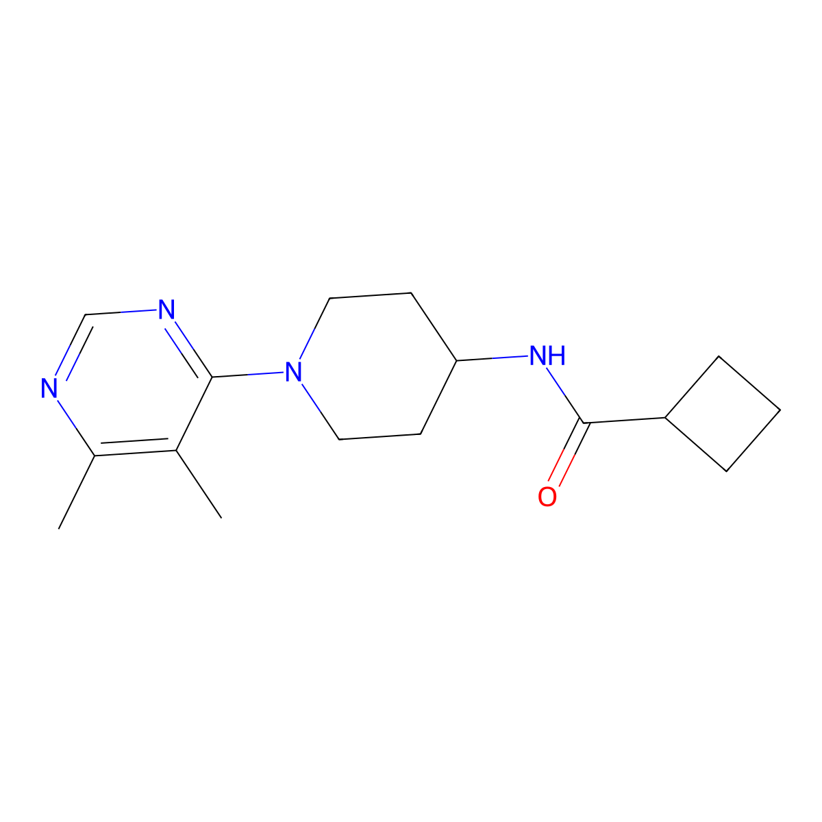 N-[1-(5,6-dimethylpyrimidin-4-yl)piperidin-4-yl]cyclobutanecarboxamide molecular structure, CAS 2770586-85-9