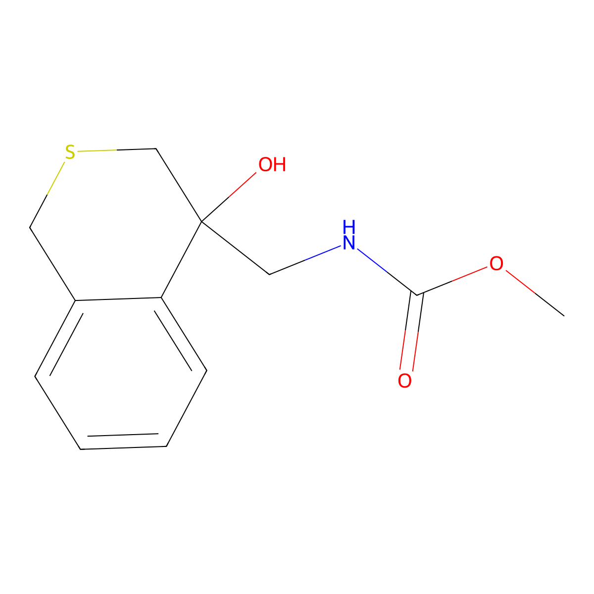 methyl N-[(4-hydroxy-3,4-dihydro-1H-2-benzothiopyran-4-yl)methyl]carbamate molecular structure, CAS 2770586-86-0