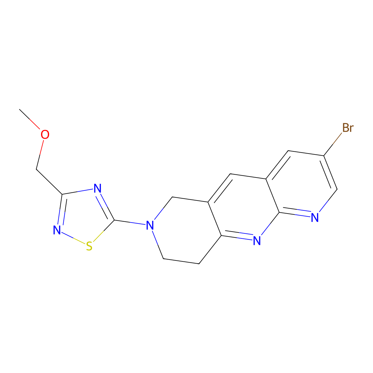 5-{3-bromo-6H,7H,8H,9H-pyrido[2,3-b]1,6-naphthyridin-7-yl}-3-(methoxymethyl)-1,2,4-thiadiazole molecular structure, CAS 2770586-87-1