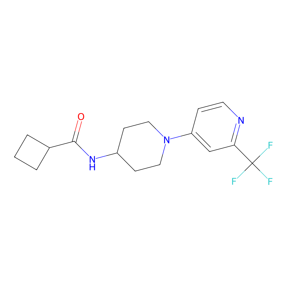 N-{1-[2-(trifluoromethyl)pyridin-4-yl]piperidin-4-yl}cyclobutanecarboxamide molecular structure, CAS 2770586-90-6