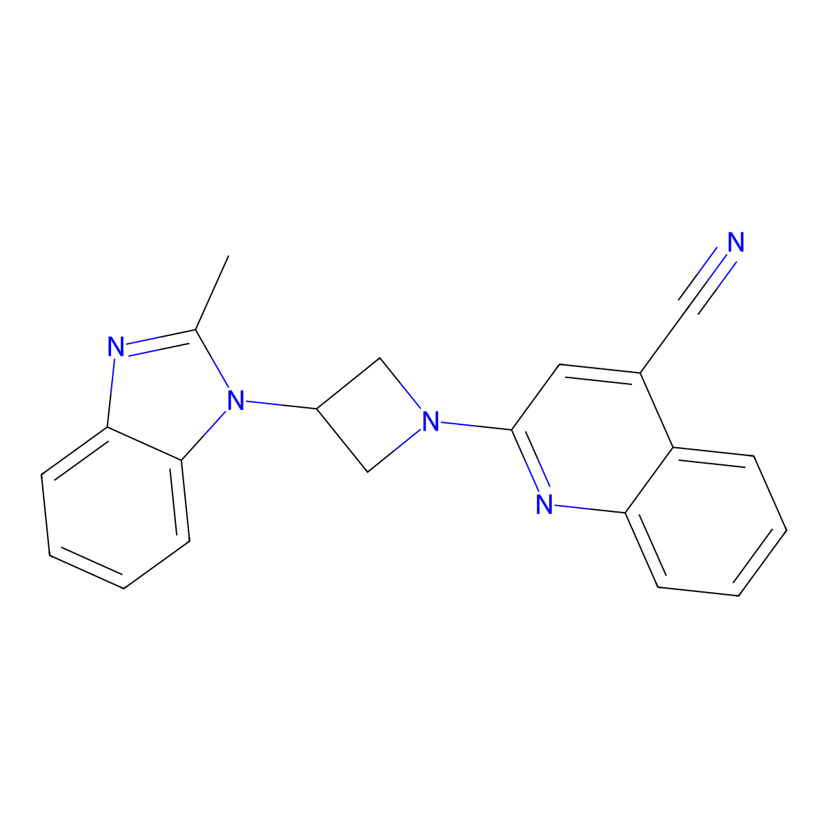 2-[3-(2-methyl-1H-1,3-benzodiazol-1-yl)azetidin-1-yl]quinoline-4-carbonitrile molecular structure, CAS 2770586-91-7