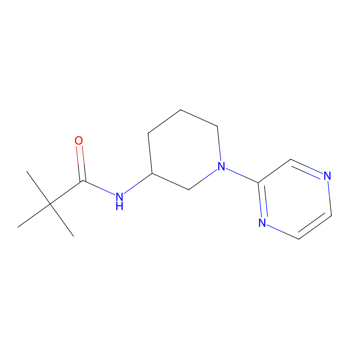 2,2-dimethyl-N-[1-(pyrazin-2-yl)piperidin-3-yl]propanamide molecular structure, CAS 2770586-96-2