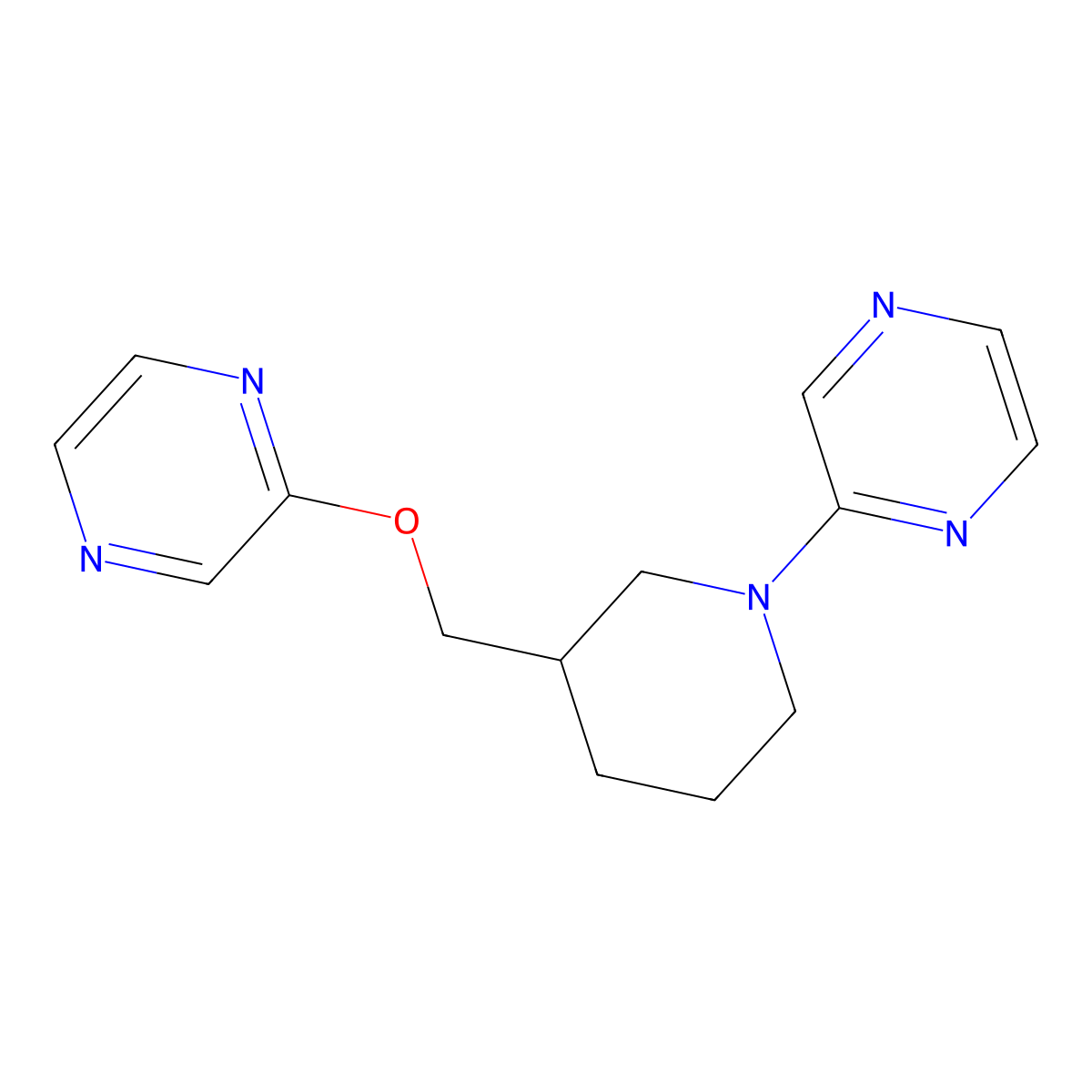 2-{3-[(Pyrazin-2-yloxy)methyl]piperidin-1-yl}pyrazine molecular structure, CAS 2770586-97-3