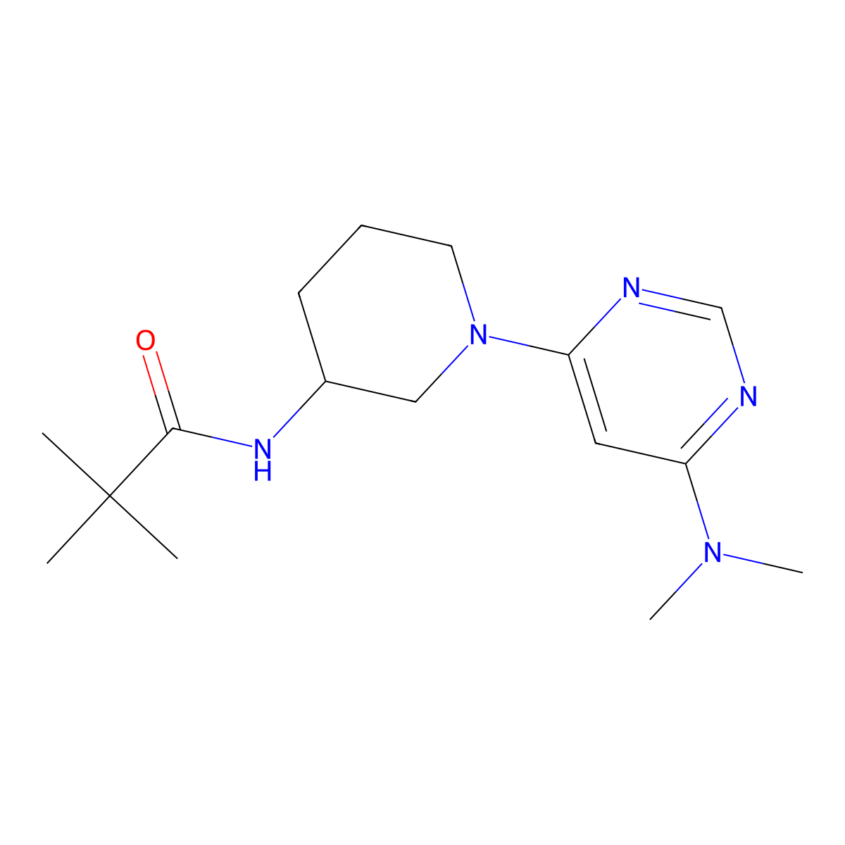 N-{1-[6-(dimethylamino)pyrimidin-4-yl]piperidin-3-yl}-2,2-dimethylpropanamide molecular structure, CAS 2770587-01-2