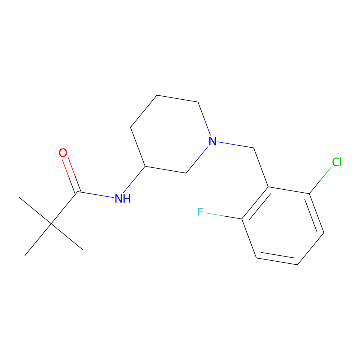 N-{1-[(2-chloro-6-fluorophenyl)methyl]piperidin-3-yl}-2,2-dimethylpropanamide molecular structure, CAS 2770587-04-5
