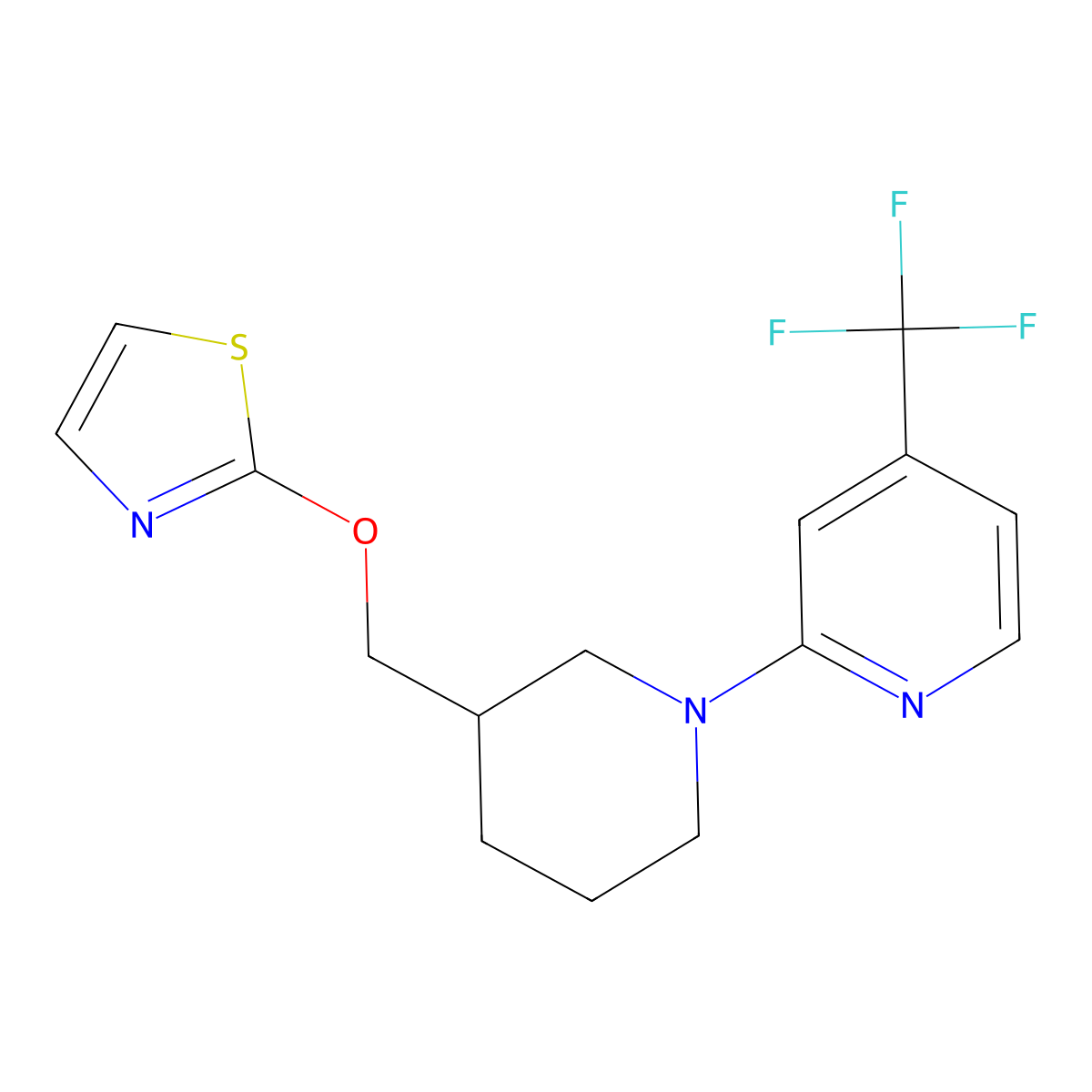 2-[[1-[4-(Trifluoromethyl)pyridin-2-yl]piperidin-3-yl]methoxy]-1,3-thiazole molecular structure, CAS 2770587-06-7