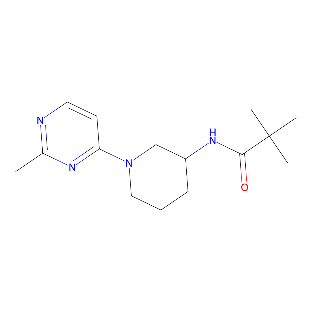 2,2-dimethyl-N-[1-(2-methylpyrimidin-4-yl)piperidin-3-yl]propanamide molecular structure, CAS 2770587-07-8