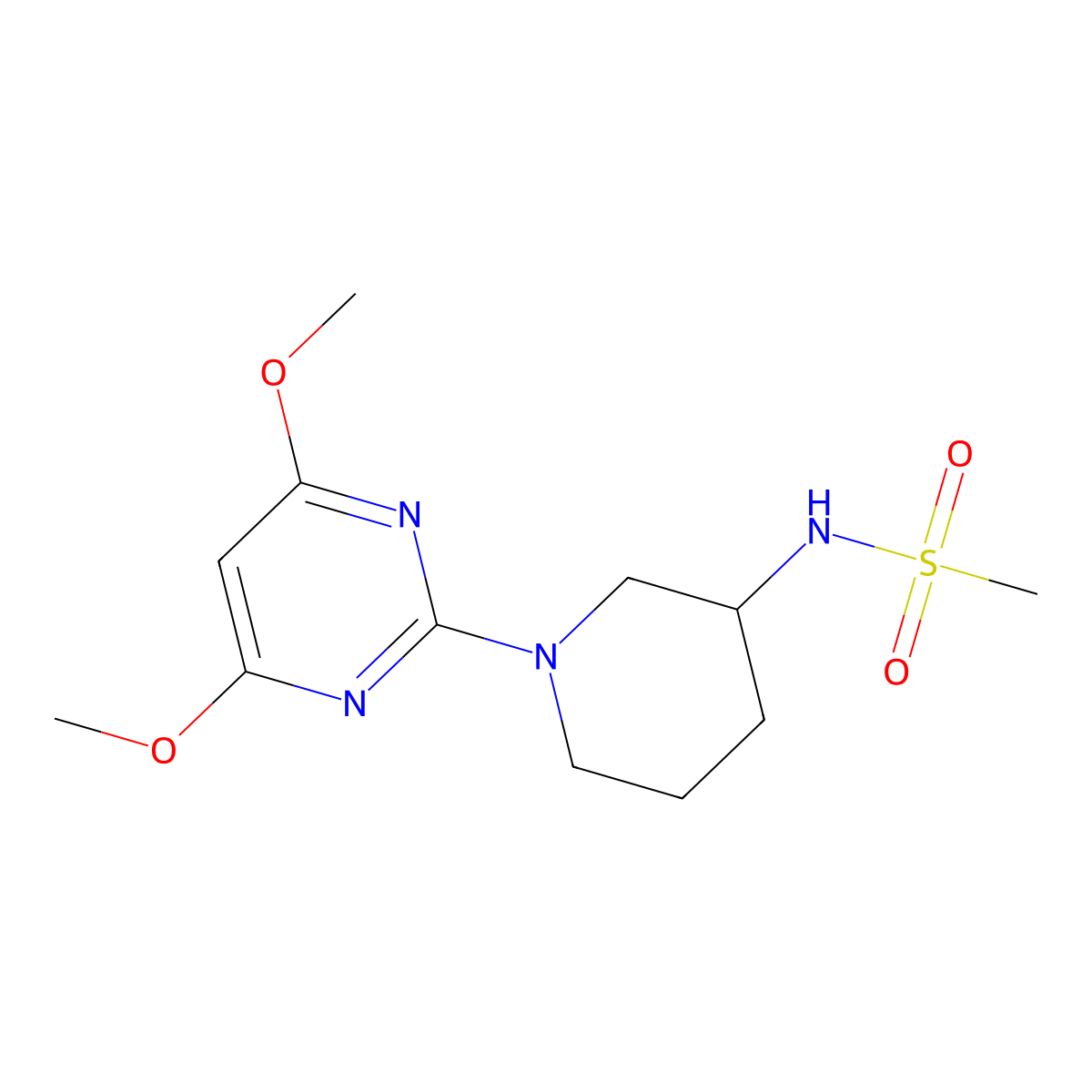 N-[1-(4,6-dimethoxypyrimidin-2-yl)piperidin-3-yl]methanesulfonamide molecular structure, CAS 2770587-09-0
