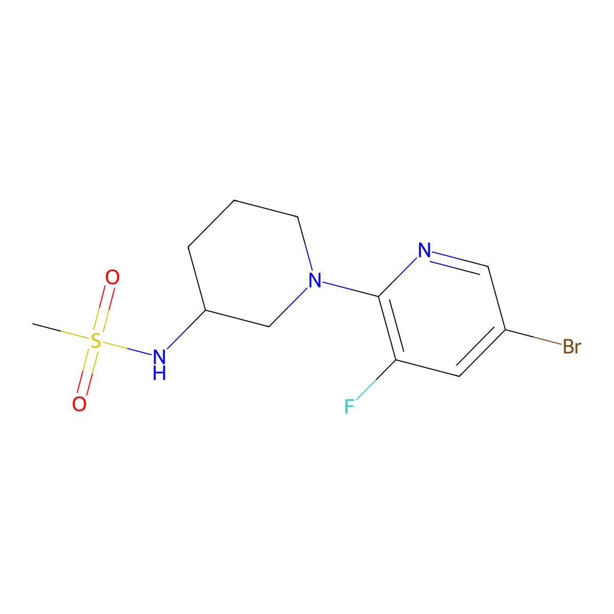 N-[1-(5-bromo-3-fluoropyridin-2-yl)piperidin-3-yl]methanesulfonamide molecular structure, CAS 2770587-10-3