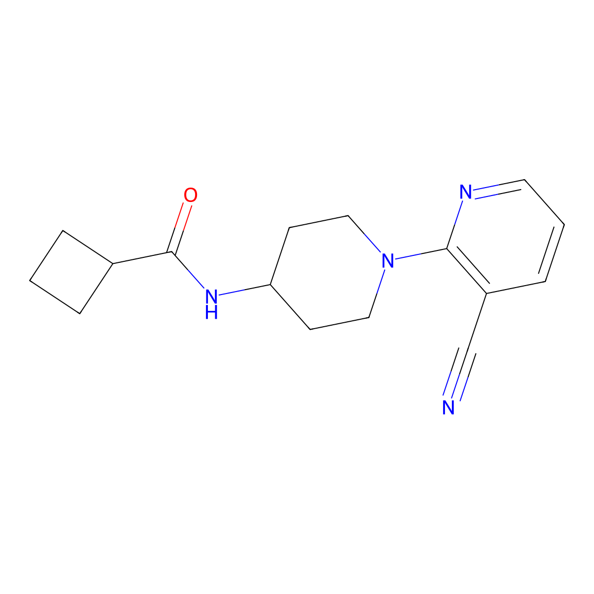 N-[1-(3-cyanopyridin-2-yl)piperidin-4-yl]cyclobutanecarboxamide molecular structure, CAS 2770587-13-6