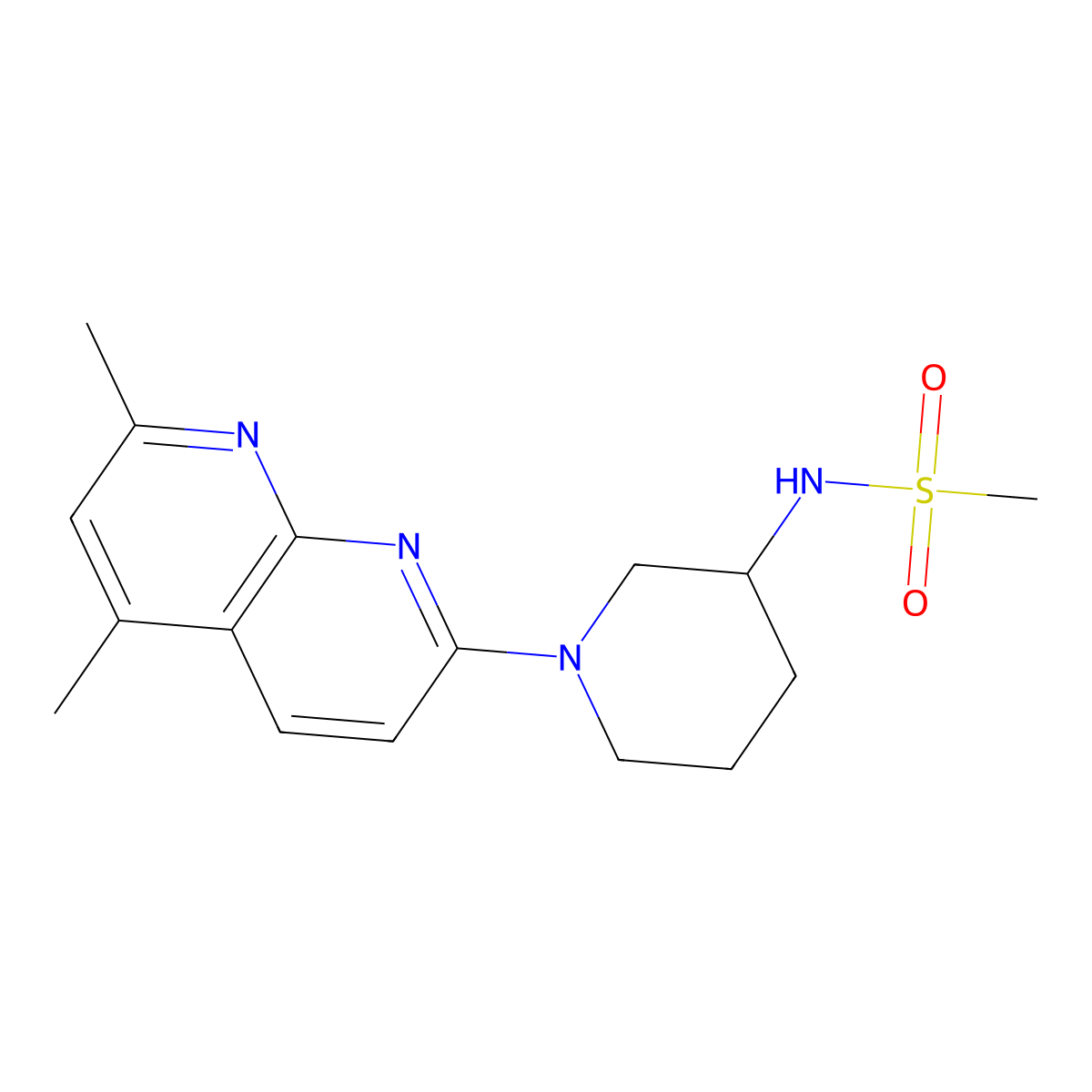 N-[1-(5,7-dimethyl-1,8-naphthyridin-2-yl)piperidin-3-yl]methanesulfonamide molecular structure, CAS 2770587-14-7