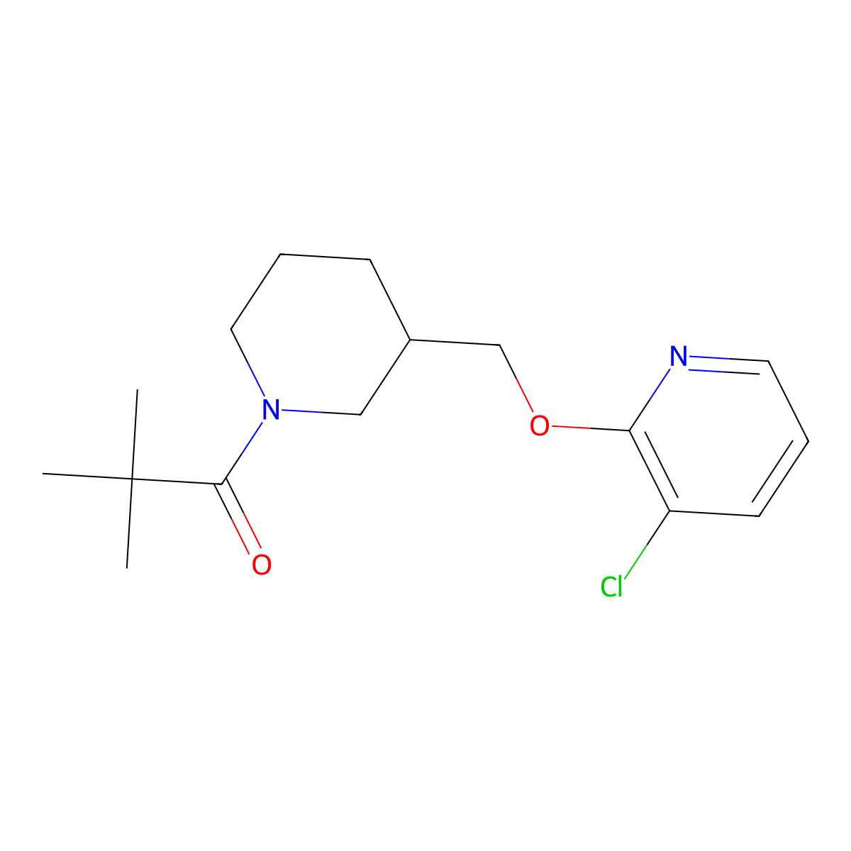 1-(3-{[(3-Chloropyridin-2-yl)oxy]methyl}piperidin-1-yl)-2,2-dimethylpropan-1-one molecular structure, CAS 2770587-16-9
