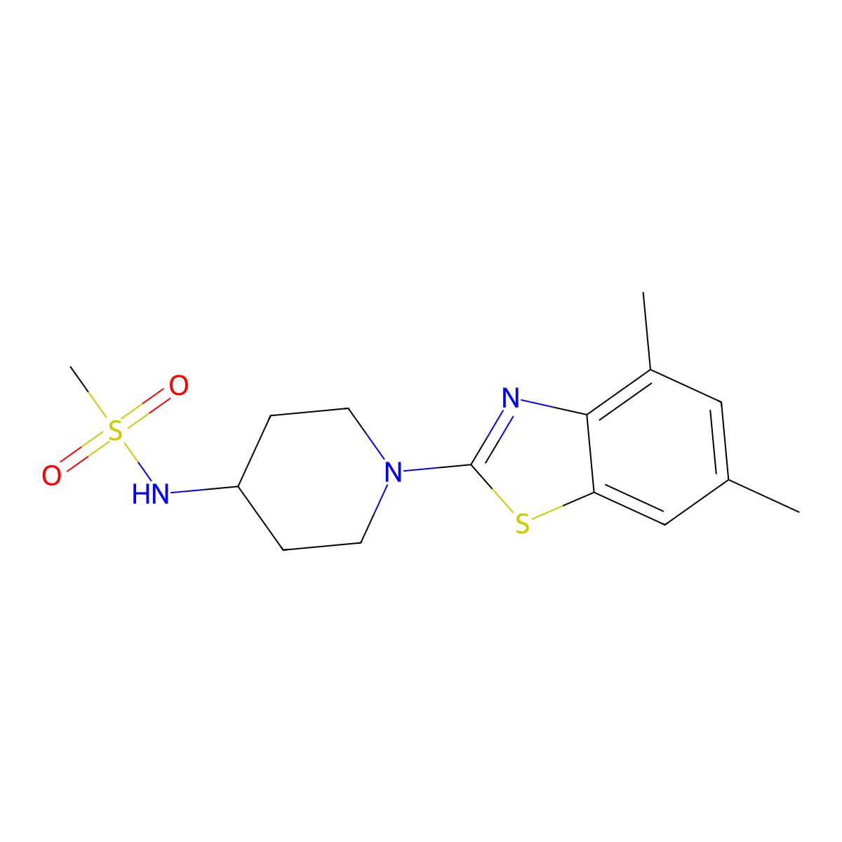 N-[1-(4,6-dimethyl-1,3-benzothiazol-2-yl)piperidin-4-yl]methanesulfonamide molecular structure, CAS 2770587-19-2