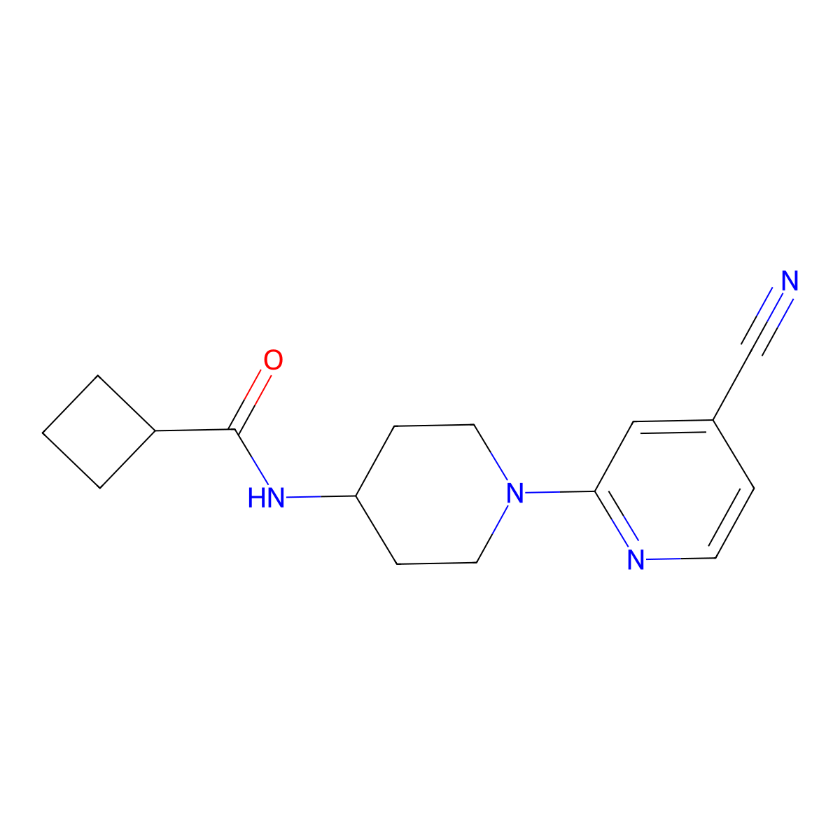 N-[1-(4-cyanopyridin-2-yl)piperidin-4-yl]cyclobutanecarboxamide molecular structure, CAS 2770587-20-5