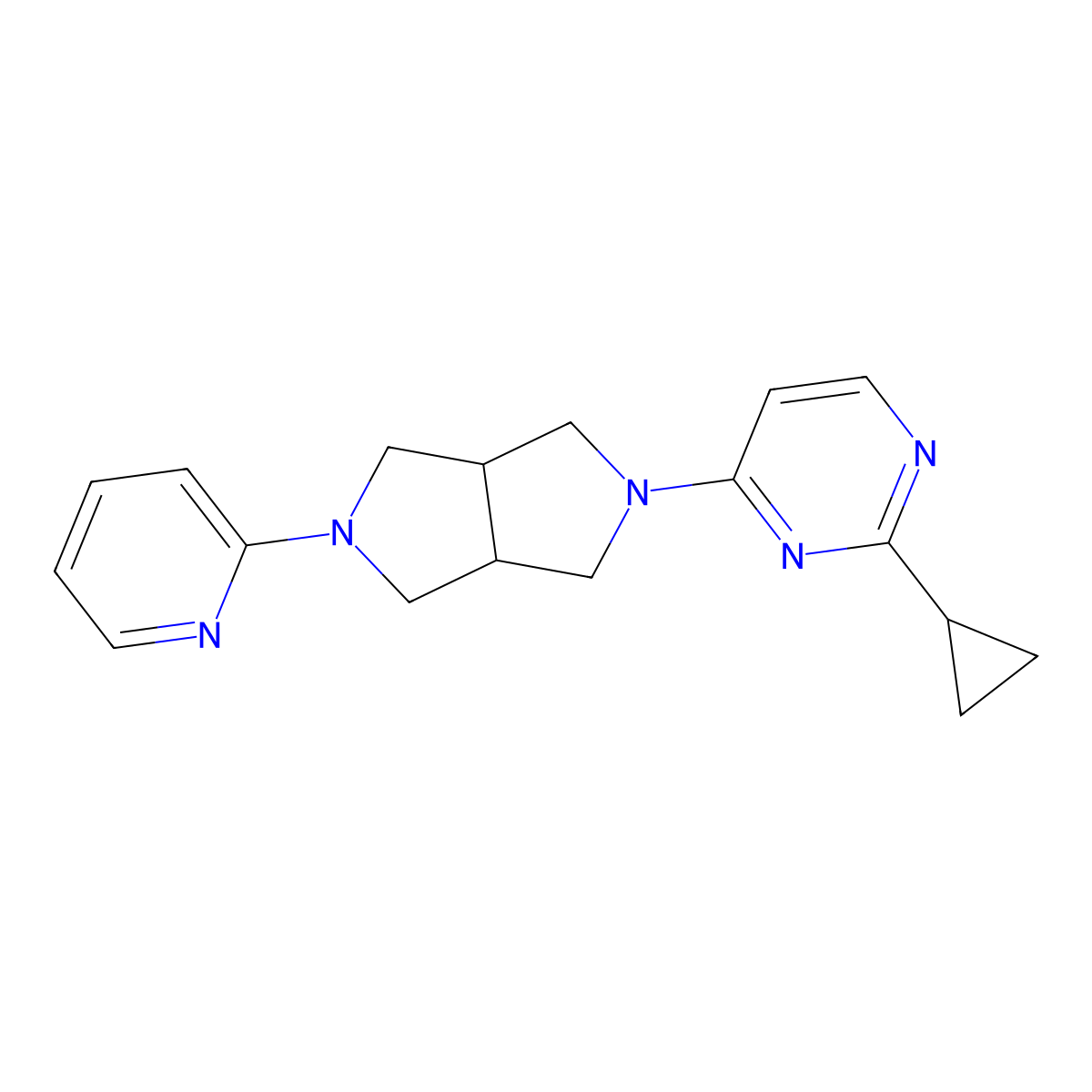 2-Cyclopropyl-4-[5-(pyridin-2-yl)-octahydropyrrolo[3,4-c]pyrrol-2-yl]pyrimidine molecular structure, CAS 2770587-21-6