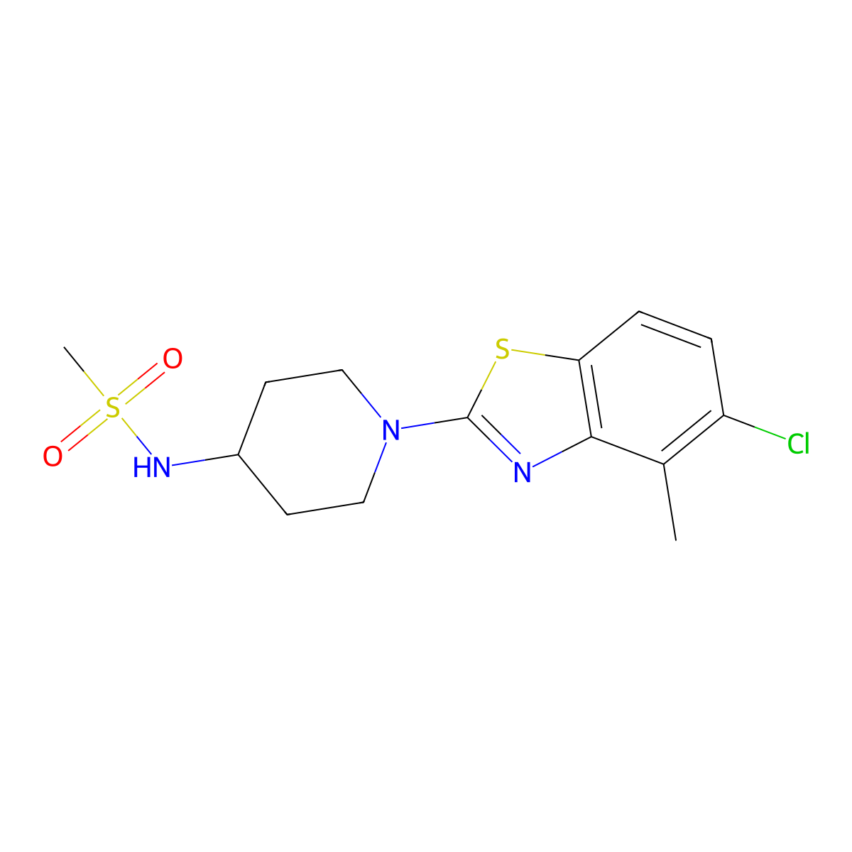 N-[1-(5-chloro-4-methyl-1,3-benzothiazol-2-yl)piperidin-4-yl]methanesulfonamide molecular structure, CAS 2770587-22-7