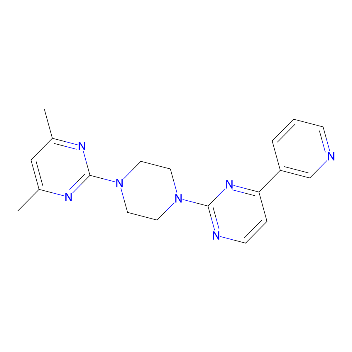 2-[4-(4,6-Dimethylpyrimidin-2-yl)piperazin-1-yl]-4-(pyridin-3-yl)pyrimidine molecular structure, CAS 2770587-28-3