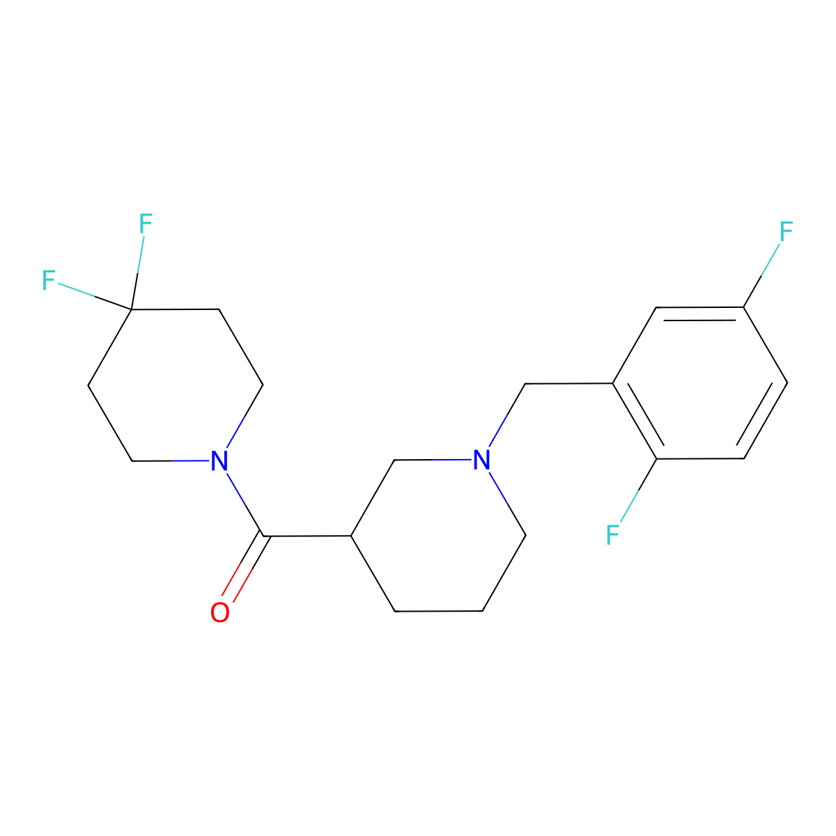 1-{1-[(2,5-Difluorophenyl)methyl]piperidine-3-carbonyl}-4,4-difluoropiperidine molecular structure, CAS 2770587-36-3