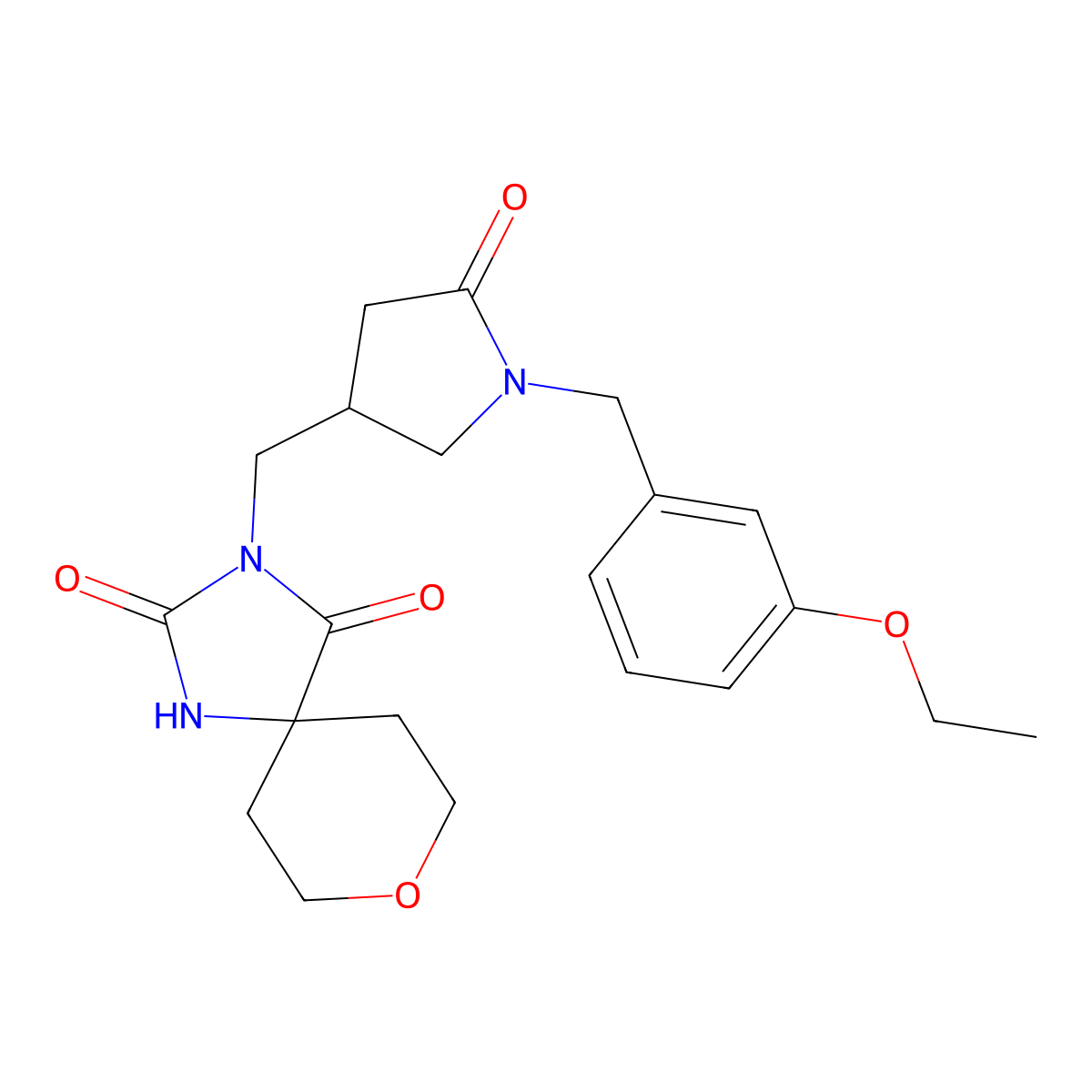 3-({1-[(3-Ethoxyphenyl)methyl]-5-oxopyrrolidin-3-yl}methyl)-8-oxa-1,3-diazaspiro[4.5]decane-2,4-dione molecular structure, CAS 2770587-40-9