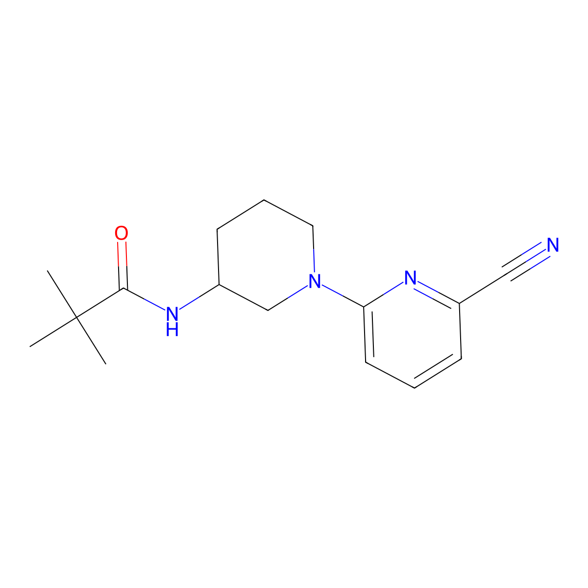 N-[1-(6-cyanopyridin-2-yl)piperidin-3-yl]-2,2-dimethylpropanamide molecular structure, CAS 2770587-44-3