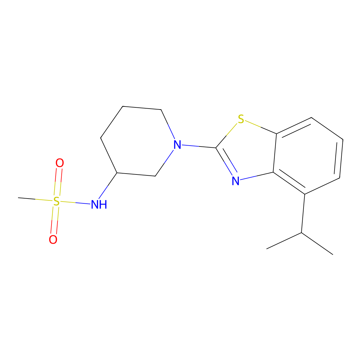 N-{1-[4-(propan-2-yl)-1,3-benzothiazol-2-yl]piperidin-3-yl}methanesulfonamide molecular structure, CAS 2770587-54-5
