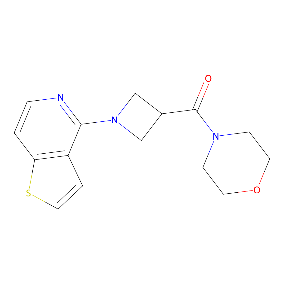 4-(1-{Thieno[3,2-c]pyridin-4-yl}azetidine-3-carbonyl)morpholine molecular structure, CAS 2770587-55-6
