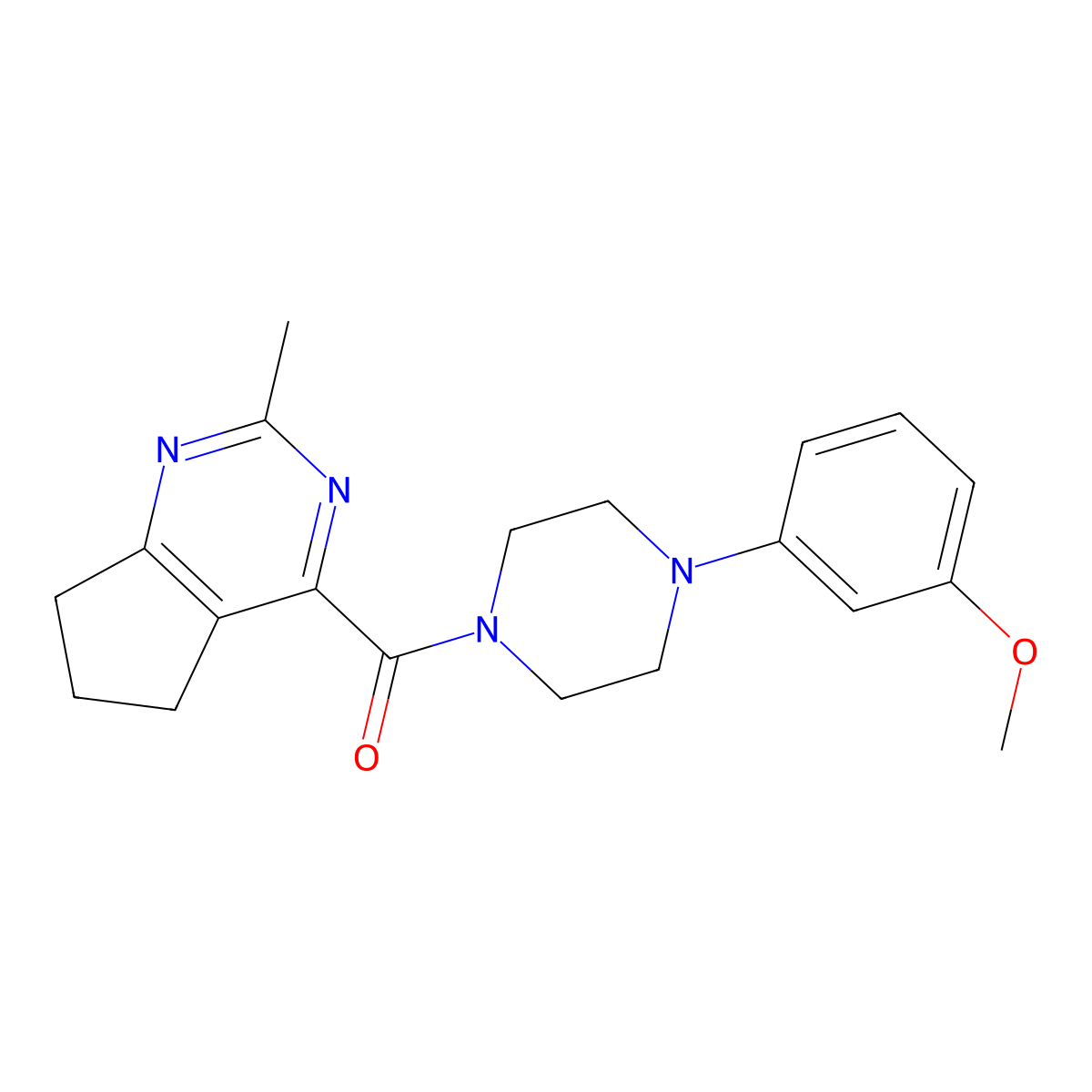 1-(3-methoxyphenyl)-4-{2-methyl-5H,6H,7H-cyclopenta[d]pyrimidine-4-carbonyl}piperazine molecular structure, CAS 2770587-67-0